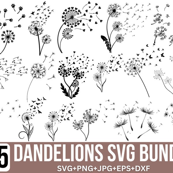 Dandelion svg bundle, Dandelion Blowing Svg, Just Breathe Svg, Dandelion Vector, Dandelion Clipart, Blow Me Svg, Silhouette, Cut file for