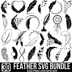 Feather Svg Bundle, Feather birds svg, Boho feather svg, Flying birds Svg, Tribal feather svg, Peacock Feather svg, For Cricut, Silhouette