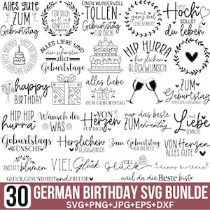 Deutscher Geburtstag Plotterdatei Bundle svg, Geburtstags Sprüche Deutsch, Geburtstag svg, Geburtstagsshirt svg, Cut for Cricut, Silhouette