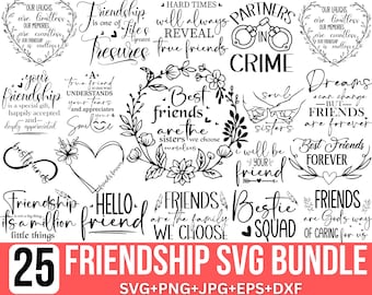 Best Friends Svg Bundle, Friendship Quotes, Besties Svg, Friendship Day Svg, Friends Svg, Female Friendship Svg, Bff Svg, Cricut, Silhouette