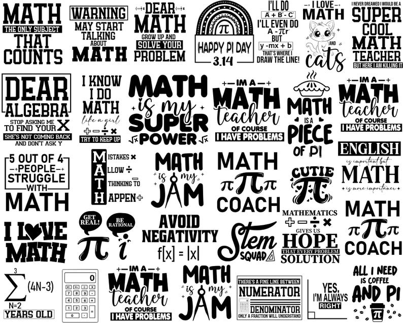 Paquete de SVG y PNG de matemáticas: Frases matemáticas, Pi SVG, Amor de mamá y papá, Vuelta al cole, Amor ilimitado de mamá y papá, Profesor de matemáticas SVG, Estudiante de matemáticas para Cricut imagen 2