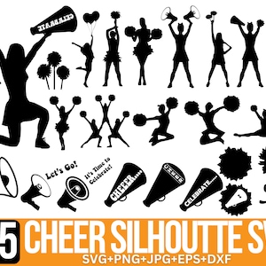 Cheer Mom SVG Bundle: Cheerleader Silhouette Graphics (Digital Download)