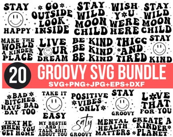 Groovy SVG Bundle, Retro SVG, Trendy svg, Hippie svg, Aesthetic svg, Motivational svg, Inspirational svg, Wavy Text svg Cricut