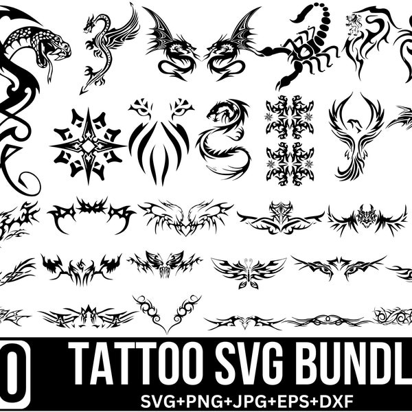 Tribal Tattoo svg Bundle, Rose svg, Skull svg, Tattoo design, tattoo flash svg, t shirt svg, Botanical svg, Cut file for Cricut, Silhouette