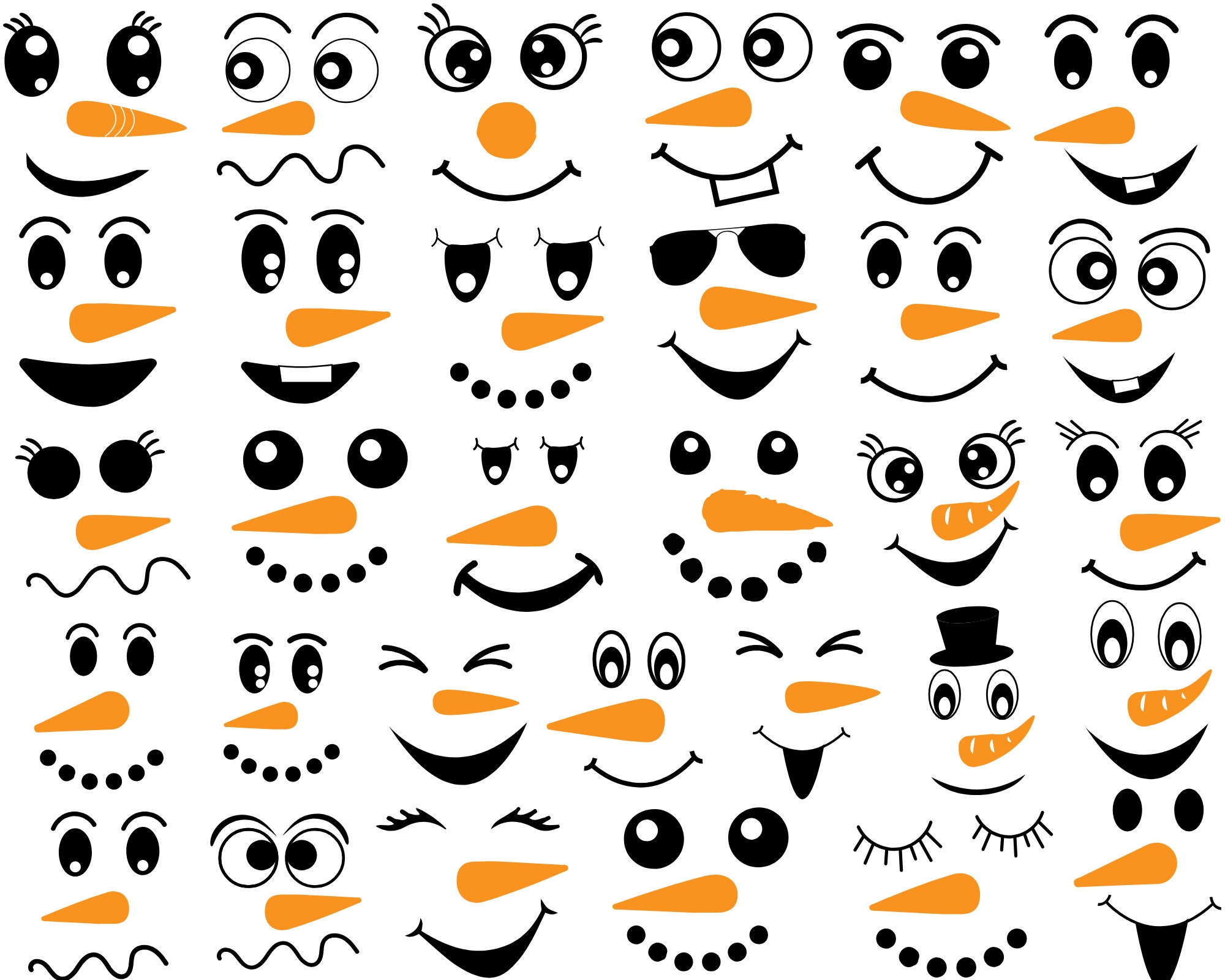 Snowman Face Svg Bundle, Cute Snowman Svg, Winter Svg, Christmas ...
