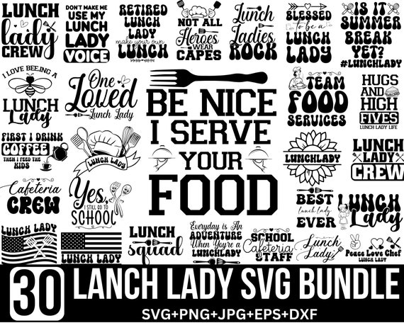 Lunch Lady SVG Bundle: Cafeteria Squad PNG, Lunch Lady Gift, Lunch Lady Squad PNG, Lunch Lady Life, Cut Files for Cricut, (Digital Download)