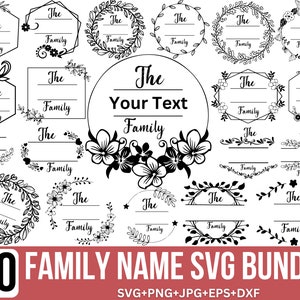 Paquete de monogramas de apellido SVG, monograma dividido SVG, monograma SVG, corona SVG, familia SVG, letrero de apellido SVG, adorno SVG, para Cricut