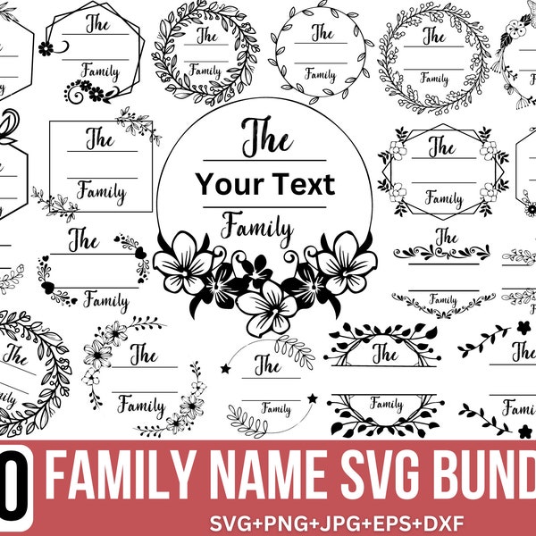 Family name monogram svg Bundle, Split Monogram SVG, Family svg, wreath svg, Family Name Sign svg, Ornament svg, For Cricut, Silhouette