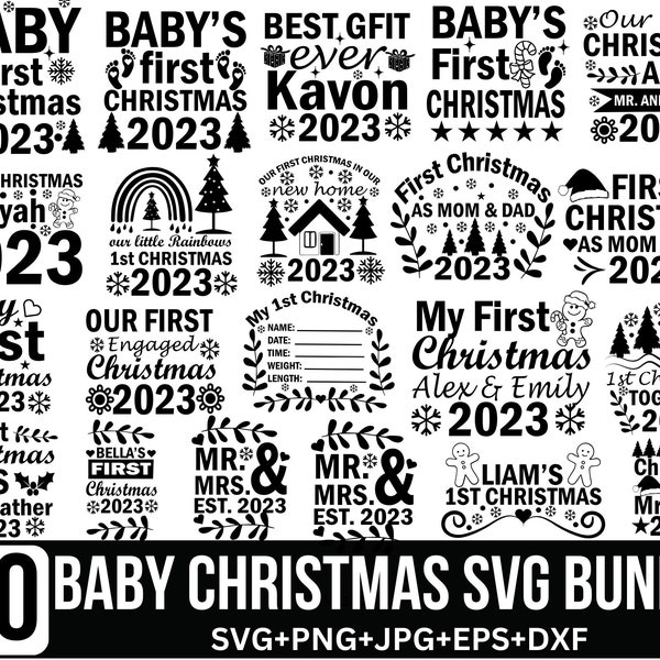 Baby's First Christmas 2023 Svg Bundle, Baby 1st Christmas Ornament Svg, First Christmas Round, Christmas svg, Baby svg, Cricut, Silhouette
