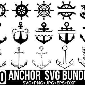 Anker-Svg-Bundle, Split-Anker-Svg, Kreuzfahrt-Svg, Monogramm-Anker-Svg, Ankerrahmen-Svg, Anker ClipArt, Schnittdateien für Cricut, Silhouette,