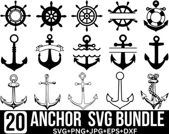 Anchor SVG Pvg Bundle, Anchor Frame SVG, Split Anchor SVG, Anchor ClipArt, Cruise Svg, Monogram Anchor Svg, Files For Cricut, Silhouette,