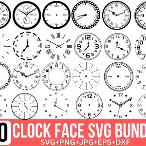 Bundle quadrante orologio Svg, Orologio Svg, Quadrante orologio moderno Svg, Quadrante orologio Svg, Numero orologio Svg, Orologio numeri romani, Clipart quadrante orologio, Cricut