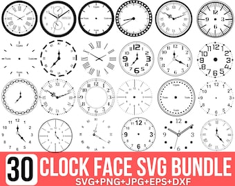 Clock Face SVG Bundle, Modern & Roman Numeral Designs, Clock Numbers Svg, Wall Clock Vector, Clock Face Png, Clock For Cricut, Silhouette