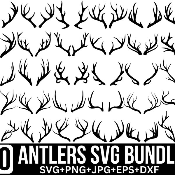 Deer Antlers Svg Bundle, Heart Boho Antler Clipart Svg, Deer Antlers clipart, Deer Horns Svg, Girl Antlers SVG, Transparent Antler Cut Files