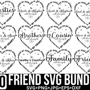 Pacote Svg Família, Lado a Lado ou Milhas de Distância Irmãs Sempre Estarão Conectadas pelo Coração, Amigos, Irmãs Svg, Arquivos para Cricut, Silhueta