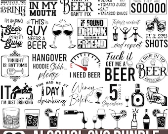 Alcohol Quotes SVG Bundle: Funny Drinking Slogans (Digital Download)