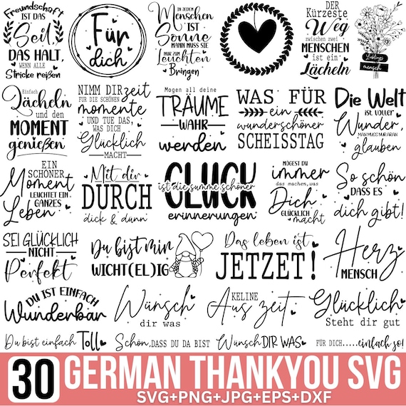German Thank You SVG Bundle: Friendship Quotes, Best Friends Svg, German Quotes, German Sayings Svg, Friendship Design, Friends for Cricut