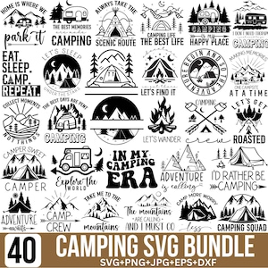 Pacote de SVG de acampamento, SVG de campista, SVG de placa de acampamento, SVG de verão, SVG de vida no acampamento, Plotterdatei de campista, SVG de aventura, Cut for Cricut, Silhouette