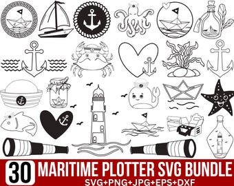 Maritimes SVG-Bundle: Leuchtturm am See, Plotterdatei für See, Anker für Cricut und Silhouette