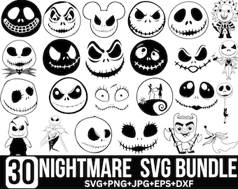 Nightmare Svg Bundle, Jack Skellington svg, jack and Sally Svg, Jack Skellington Svg, Halloween Nightmare Svg, file for Cricut, Silhouette