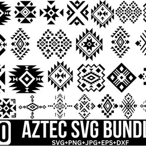 Lot aztèque de Svg, Svg d'éléments du sud-ouest, Svg de motif tribal, Svg de motif aztèque, Svg de crâne de taureau aztèque, Svg de l'ouest pour Cricut, Silhouette