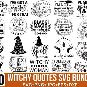 Witchy Quotes Svg Png Bundle, Witchcraft Svg, Witchy Svg, Fall Svg, Wicca Svg, Halloween Svg, Magic Clipart, Magic For Cricut, Silhouette