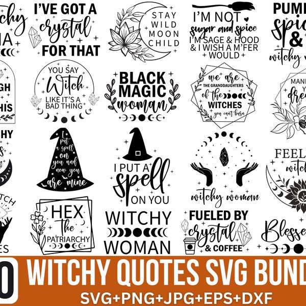 Witchcraft SVG Bundle, Witchy Quotes Svg, Fall Svg, Halloween Svg, Wicca Svg, Celestial Svg, Witchy Svg, Mystical Svg For Cricut, Silhouette