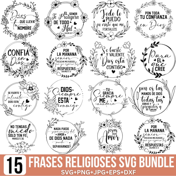 Religious Phrases SVG Bundle: Christian Bible Quotes, Frases Biblicas Svg, Frases Cristianas Svg, Dios Es Amor Svg, Religious Svg for Cricut
