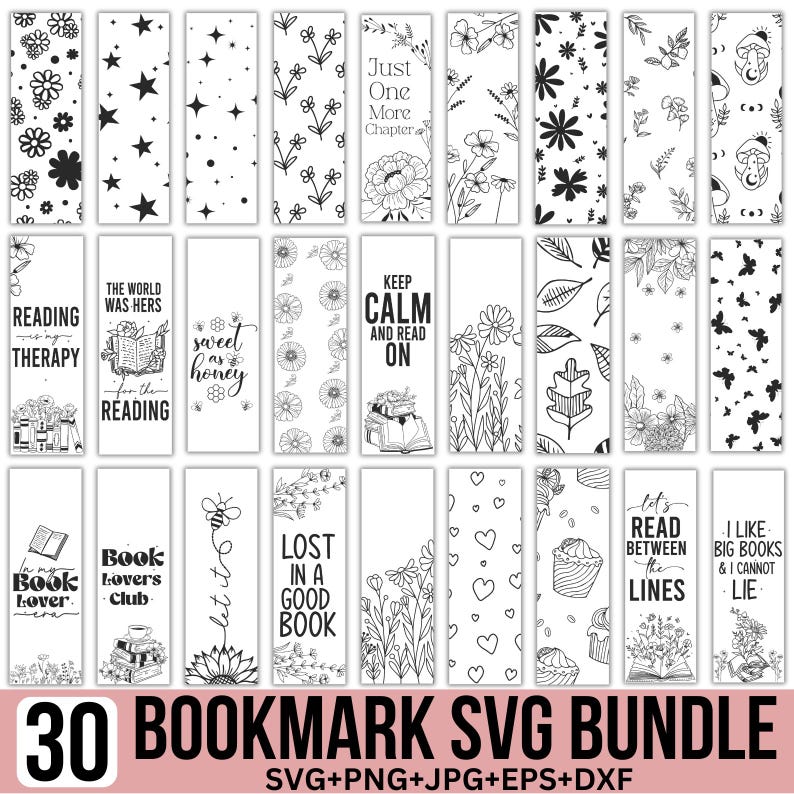 Bookmark SVG PNG Bundle, Funny Reading Quotes, Funny Bookmark Svg, Retro Book Svg, Inspirational Bookmark, Reading Svg, Books For Cricut image 1