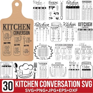 Pacote de Gráficos de Conversão de Cozinha Svg, Placas de Cozinha Svg, Culinária Svg, Cozinha Svg, Conversão Decorativa de Cozinha, Arquivos para Cricut, Silhouette