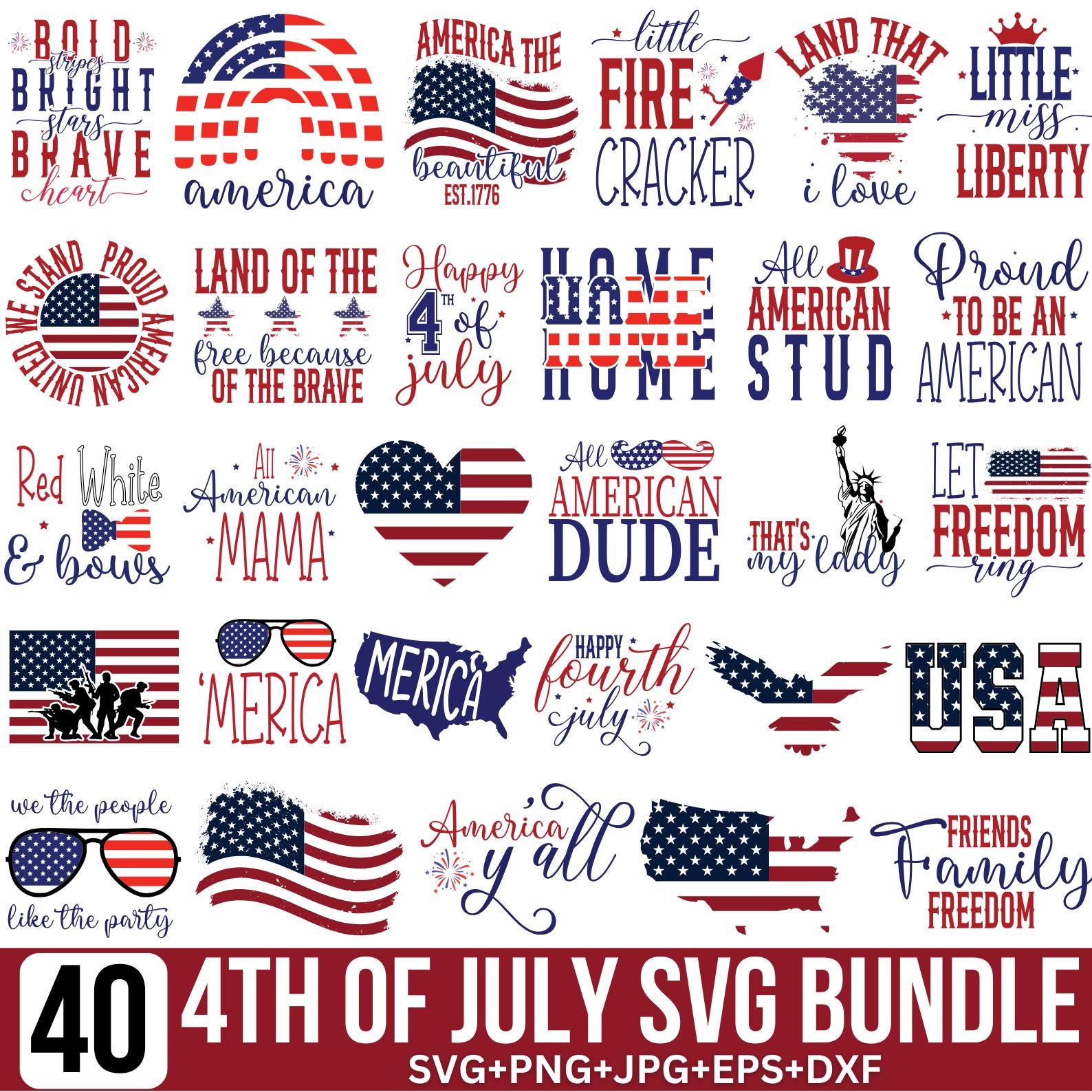 4th of July Svg Bundle, America Svg, USA Flag Svg, Fourth of July Png ...