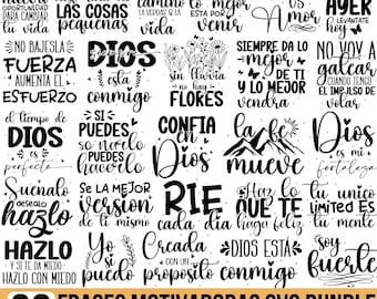 Spanish Sayings Svg Bundle, Frases Religiosas Svg, Positive Quotes, Frases Motivadoras Svg, Frases Cristianas Svg, for Cricut, Silhouette