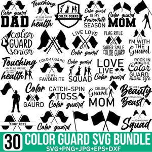 Pacote Color Guard Svg, Bandeira Color Guard, Banda Marcial Svg, Rifle Color Guard, Mãe Color Guard, Color Guard Svg, Corte para Cricut, Silhueta