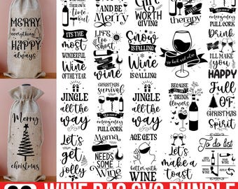 Christmas Wine Bag SVG PNG Bundle, Funny Wine Quotes, Christmas Wine Svg, Christmas Svg, Wine Gift Bag, Wine Svg, Cut For Cricut, Silhouette
