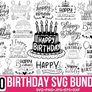 Ensemble Svg joyeux anniversaire, anniversaire Png, cadeau d'anniversaire Svg, anniversaire garçon Svg, anniversaire chemise Svg, anniversaire princesse Svg, fichier coupé pour Cricut