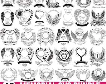 Memorial SVG PNG Bundle, Angel wings Svg, Memorial Designs, Remembrance Svg, Sympathy Svg, Funeral Svg, Heaven Svg, Loving Memory for Cricut