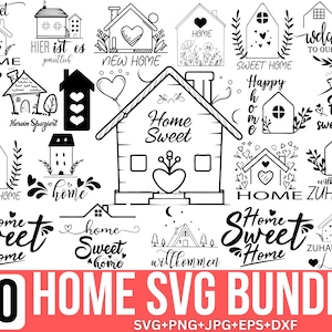 German Home Svg Bundle, House Heart Love Botanical Svg, Home lettering Saying Svg, German Svg,  Digital Download, Cut For Cricut, Silhouette