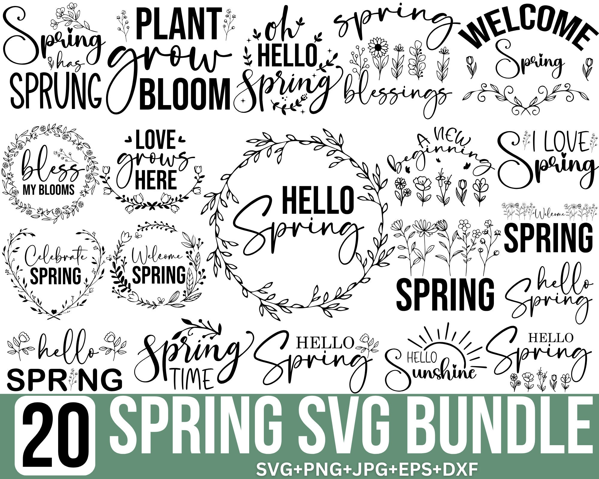 Spring Svg Bundle, Spring Quotes Svg, Easter Svg, Welcome Spring Svg, Hello Spring Svg, Spring is Here, Spring Shirt, Cricuit, Silhouette,