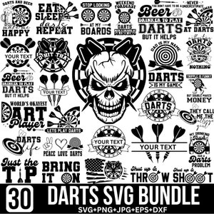 Darts SVG Bundle, Dart Zitate SVG, Dart Spieler SVG, Dart Board Design, lustiges Dart Shirt SVG, Dart Shirt SVG, Schnittdatei für Cricut, Silhouette