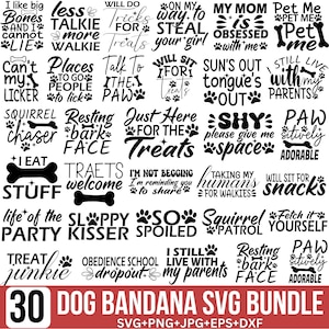 Hond Bandana Svg bundel, grappige hond Svg, hond citaten, hond moeder Svg, hondenliefhebber Svg, hond moeder Svg, retro schattige hond Svg, knippen voor Cricut, silhouet