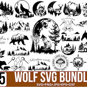 Wolf Svg-bundel, Wolf Png, Howling Wolf Svg, Wolf Head Svg, Wolf Paw Svg, Wolf Head Svg, Wolf Face Svg, Forest Svg, Mountain Wolf For Cricut