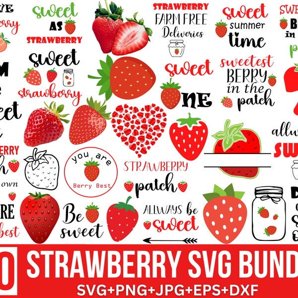 Strawberry Svg Bundle, Strawberry svg, Berry svg, Strawberry Clipart, Strawberry Shortcake Svg, Strawberry Fruit Svg, Instant Downloads