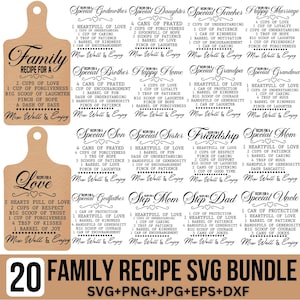 Familie recept Svg bundel, recept Svg, keuken Svg, recept voor moeder, familie keuken Svg, Board Quotes Svg, gesneden bestanden voor Cricut, silhouet