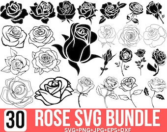 Rose SVG Bundle: Floral Cut Files for Cricut, Silhouette (Digital Download)