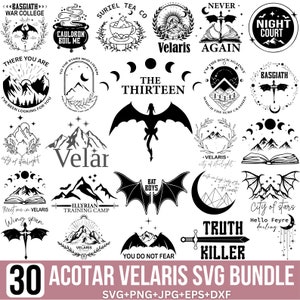 Acotar Velaris Svg Bundle, Czwarte skrzydło Svg, Do Gwiazd Miasta Gwiezdnego Światła, Dwór Cierni i Róż Svg, Bat Boys Svg, Cricut, Sylwetka