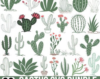 Pacchetto di cactus SVG PNG, fiore di cactus SVG, fiori di cactus e succulente, succulente Png, collezione di cactus, clipart di cactus, file di taglio Cricut