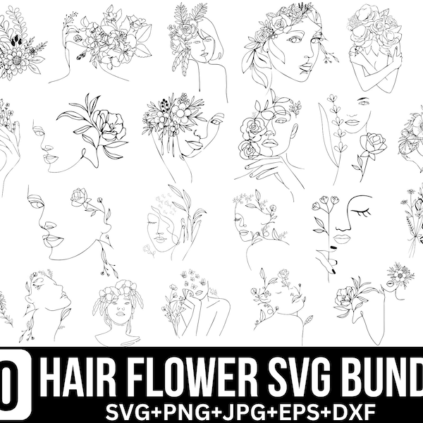 Flowers in hair svg, Flowers in hair svg bundle,Flower Woman Svg,Girl With Flower, home decor svg,Cut Files for Cricut, Silhouette