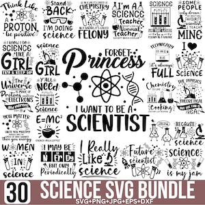 科学の引用 SVG バンドル、科学者 SVG、技術者 SVG、化学 SVG、科学教師 SVG、クリカット、シルエット、デジタル ダウンロード