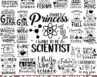 Paquete de SVG de ciencia: SVG de química, SVG de científico, frases de profesores, SVG de técnico, SVG de química, SVG de profesor de ciencias (descarga digital).