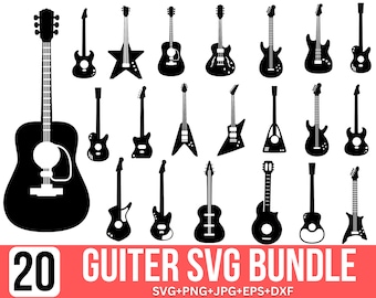 Pacote SVG de guitarra, Nota de guitarra SVG, Música SVG, Guitarra elétrica SVG, Guitarra acústica SVG, Amantes da música SVG, Arquivo de corte para Cricut, Silhouette,
